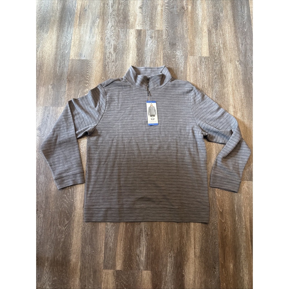 New Dockers Men's‎ Large Qtr Zip Pullover Mid Weight Textured Fabric Gray